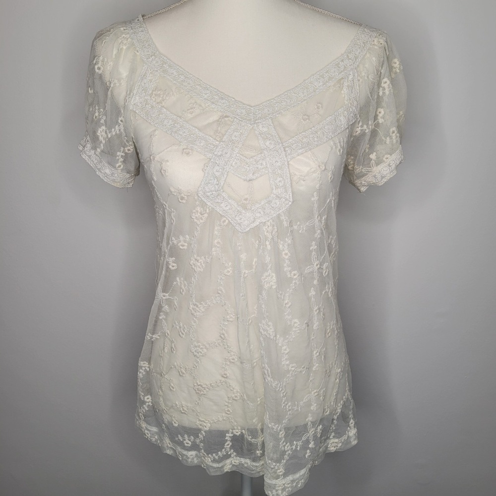 Charlotte Russe Lace Sheer Layering Top Medium Y2k Going Out Coquette Feminine‎